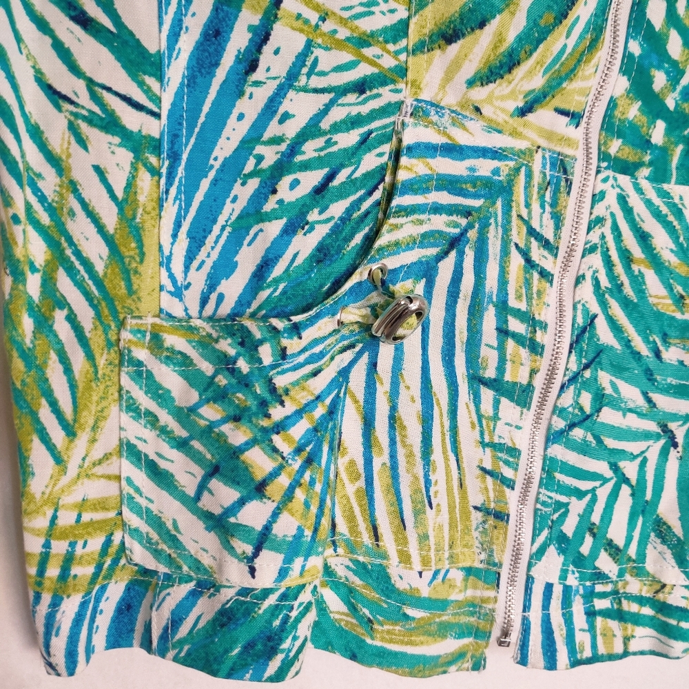 Ruby Rd. Linen Cropped Palm Leaf Printed Jacket - Picture 10 of 14